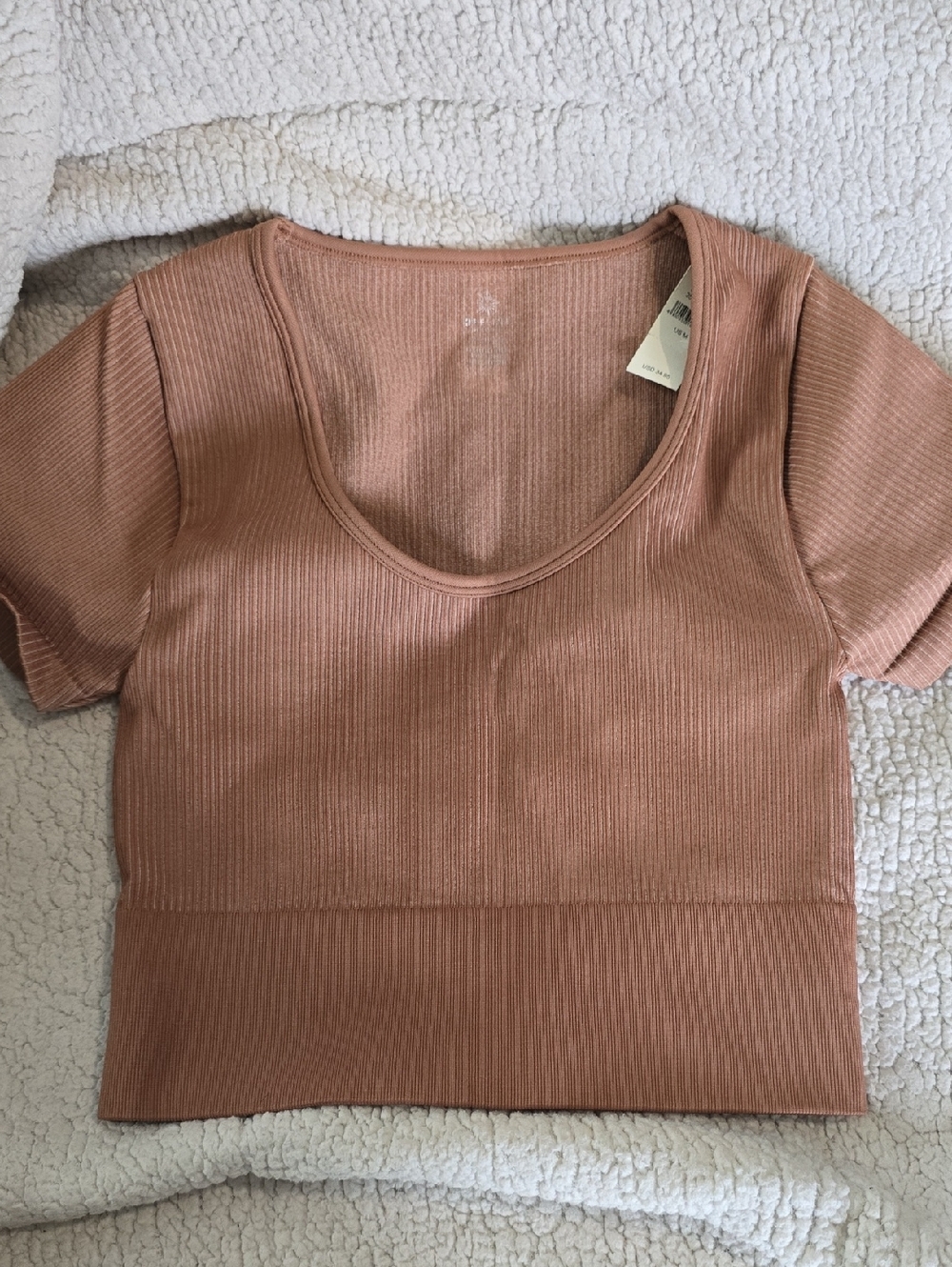 NWT Offline By Aerie Ribbed Scoop Neck Cropped Tee - Rose Brown